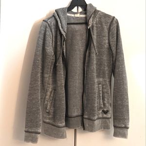 Roxy Zip Up Hoodie - Large - Charcoal Grey